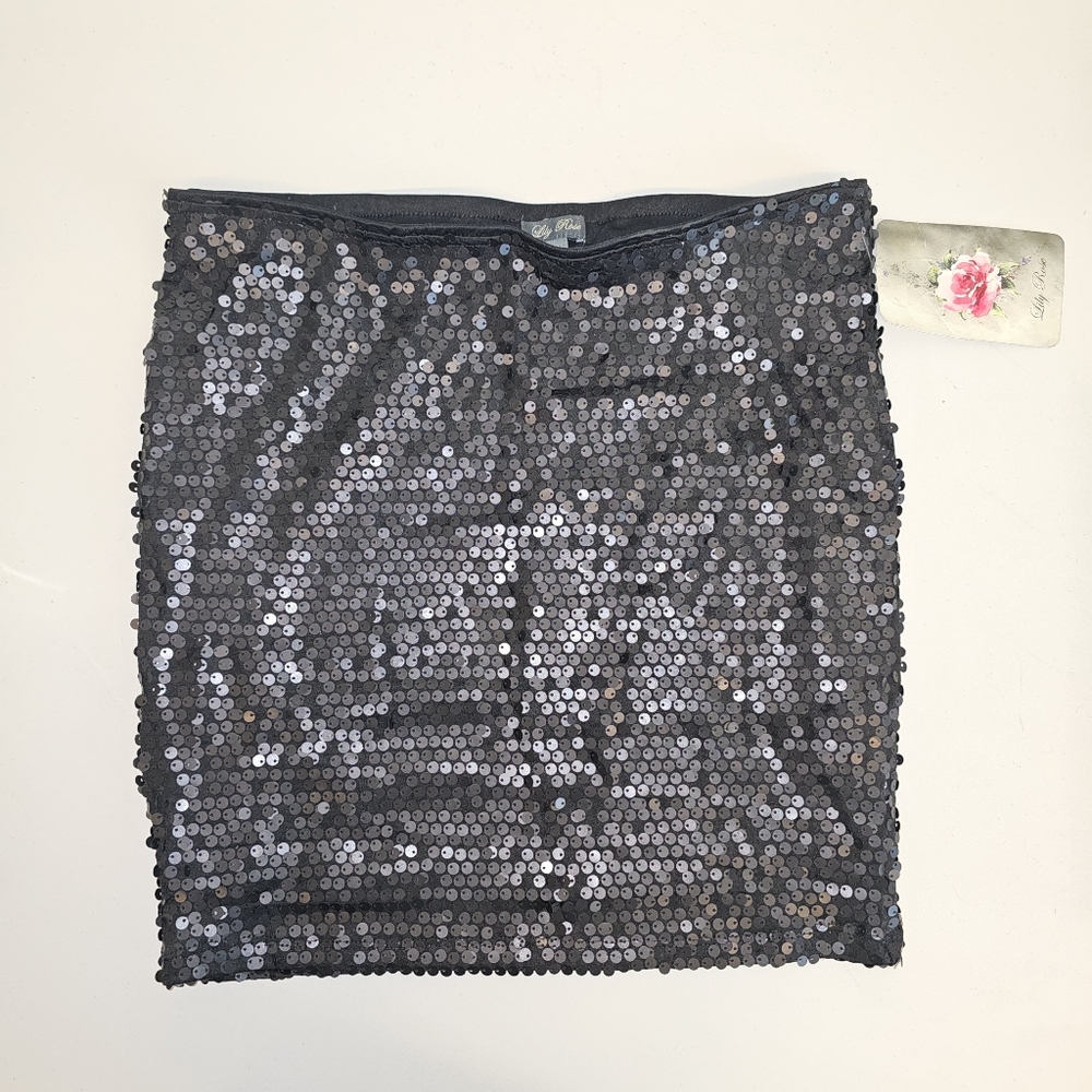 NWT | M | Lily Rose | Black Sequin Bodycon Mini Skirt